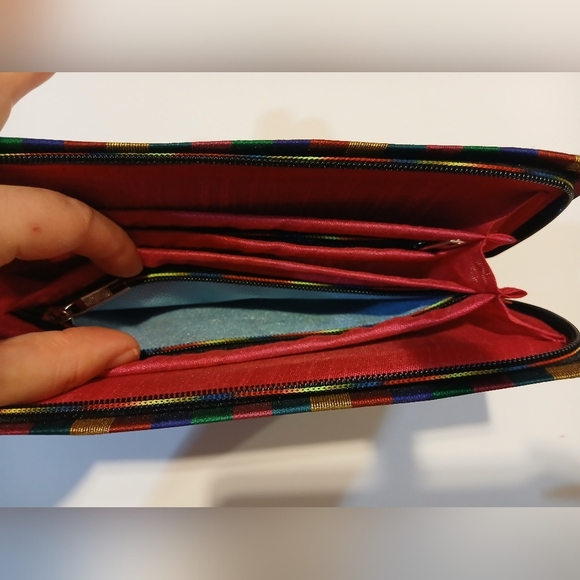 Red Multicolor Embroidered Boho Clutch | Handmade Ethnic Purse - Picture 8 of 16